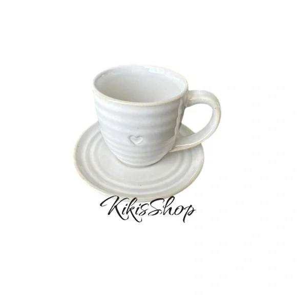 Hearth & Hand 4oz Valentine's Day Heart Imprint Espresso Cup and Saucer Set - Picture 5 of 5